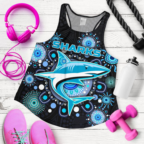 Cronulla Women Racerback Tank Sharks Indigenous - Vibe Hoodie