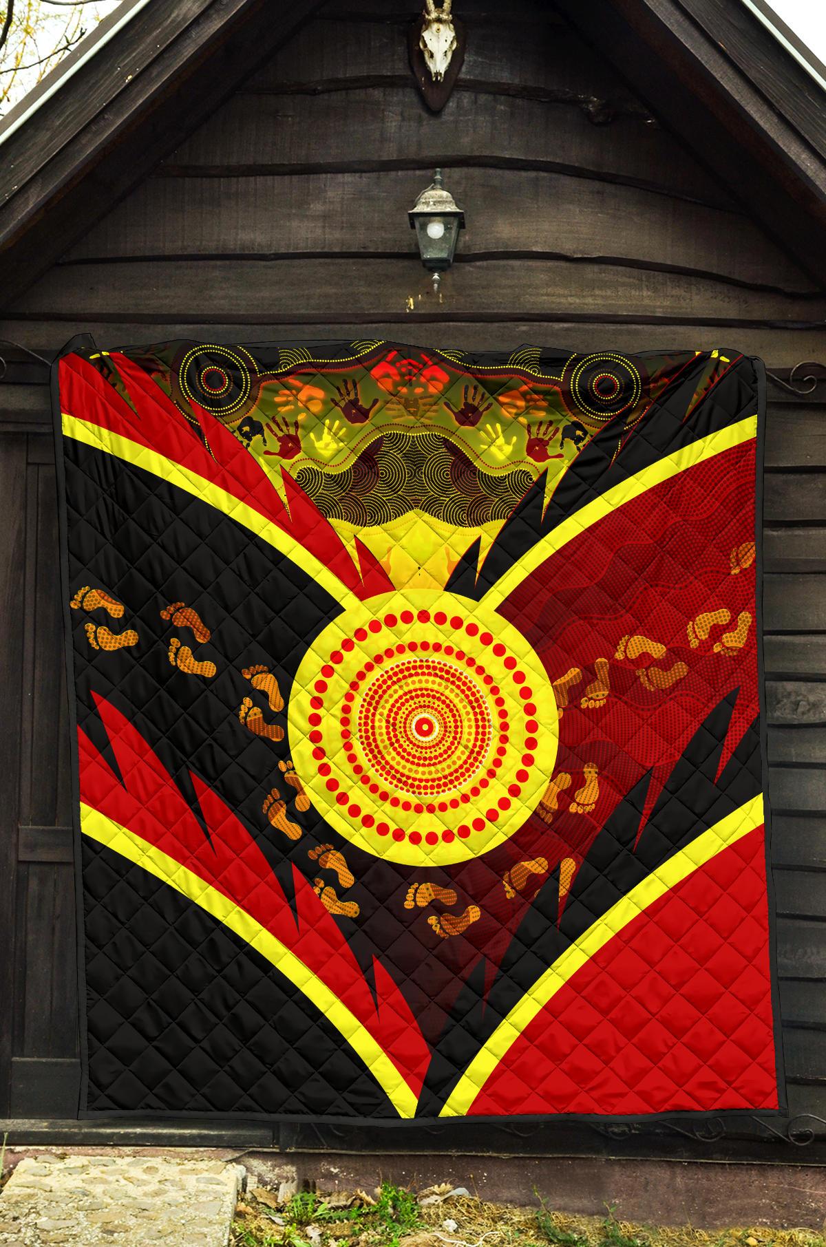 aboriginal-premium-quilt-indigenous-flag-with-footprint-hand-art