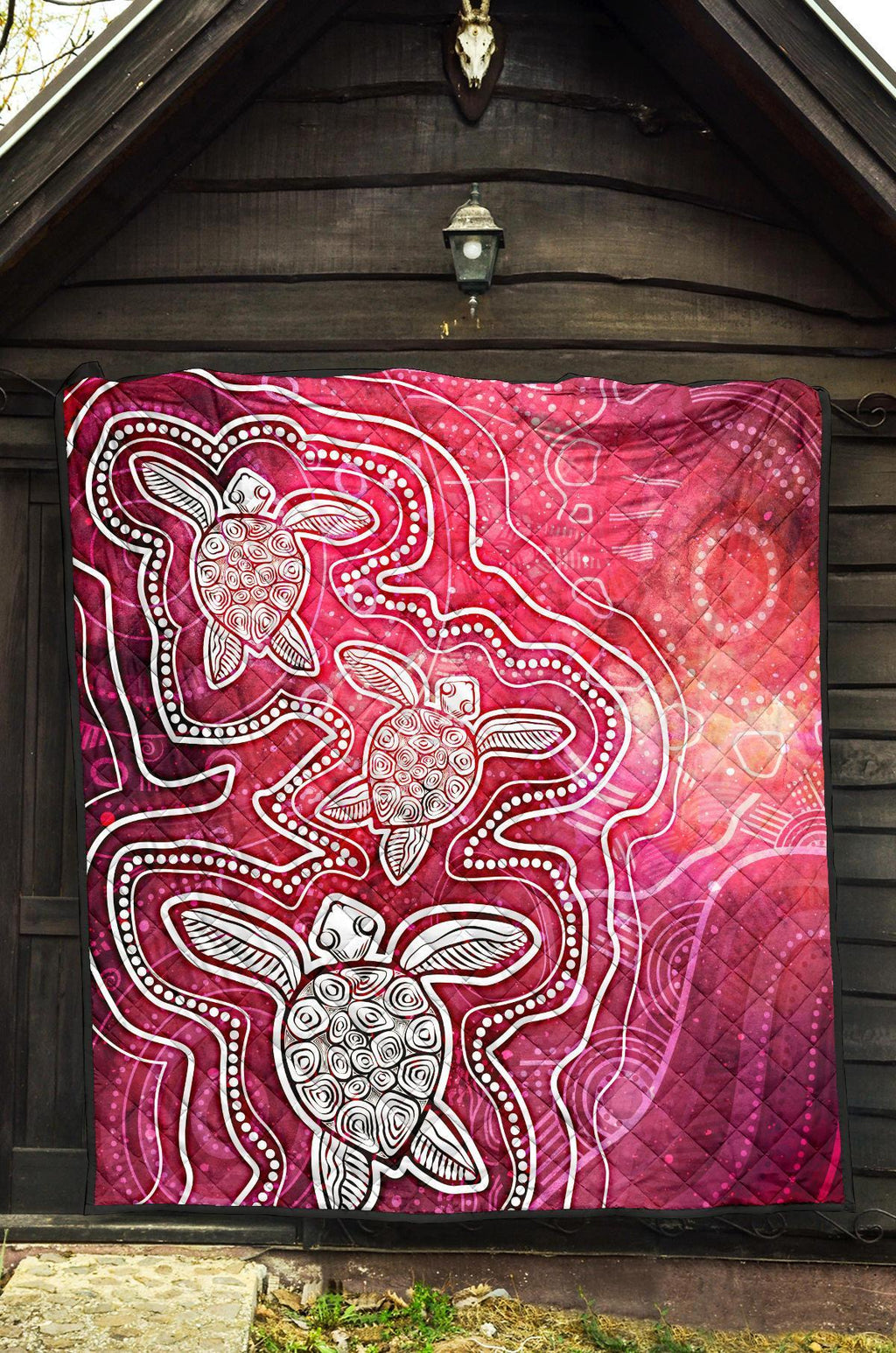 aboriginal-premium-quilt-sea-turtle-with-indigenous-patterns-pink