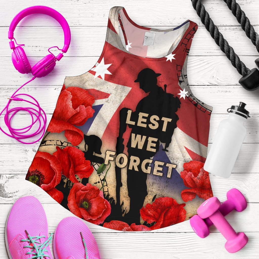 Anzac Women's Racerback Tank - A Day We Will Never Forget - Vibe Hoodie