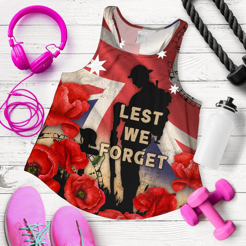 Anzac Women's Racerback Tank - A Day We Will Never Forget - Vibe Hoodie