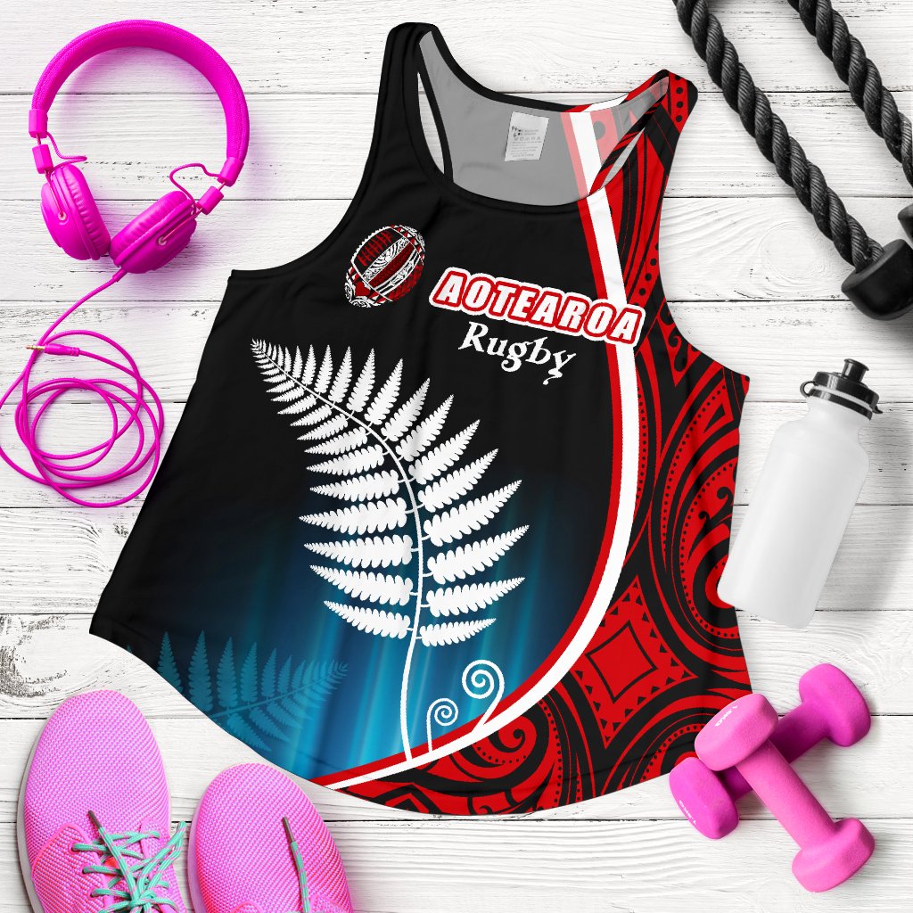 Aotearoa Rugby Black Maori Women Racerback Tank Kiwi and Silver Fern New Zealand - Vibe Hoodie