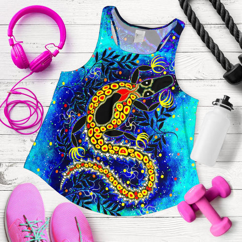 Aboriginal Women's Racerback Tank - Indigenous Crocodile - Vibe Hoodie