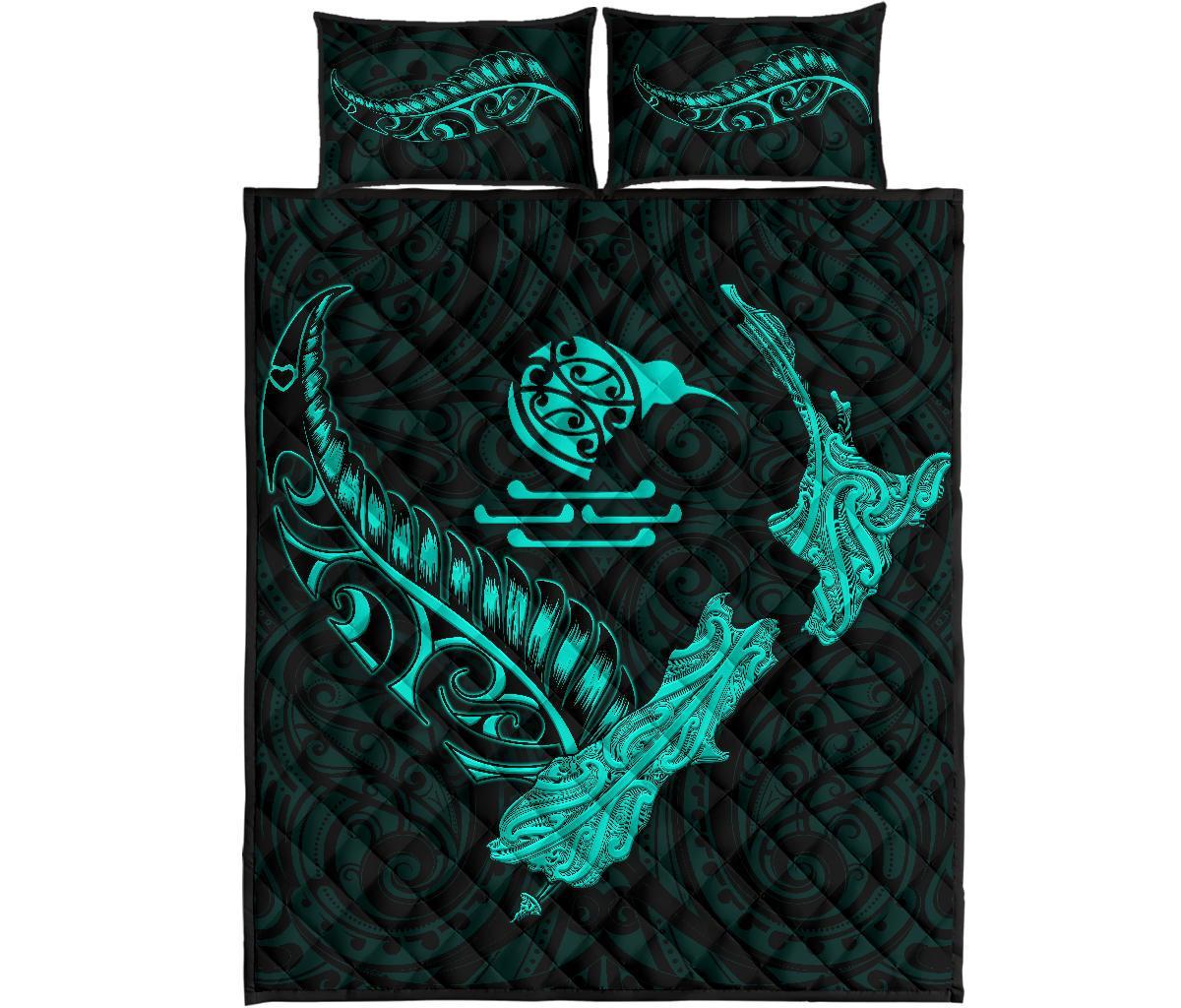 new-zealand-heart-quilt-bed-set-map-kiwi-mix-silver-fern-turquoise