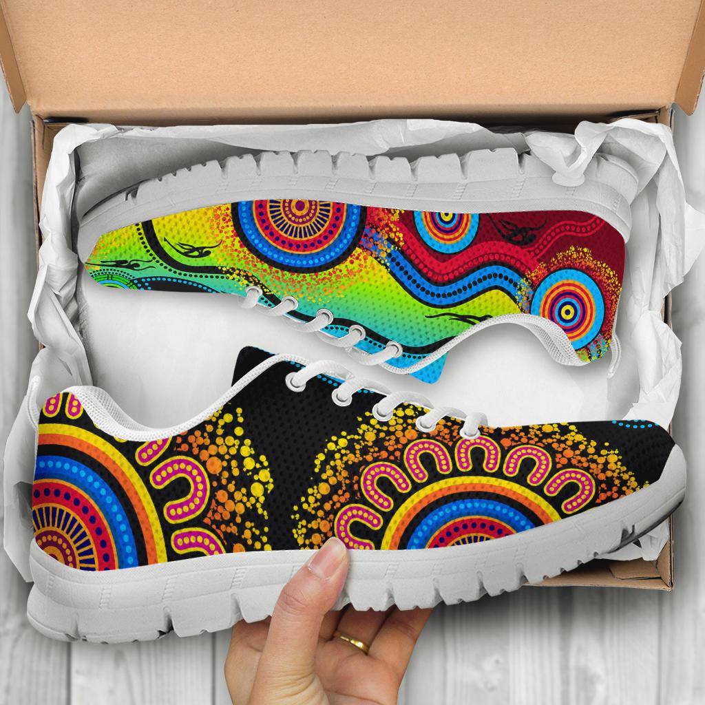 aboriginal-sneakers-flower-dot-painting-blue-dream