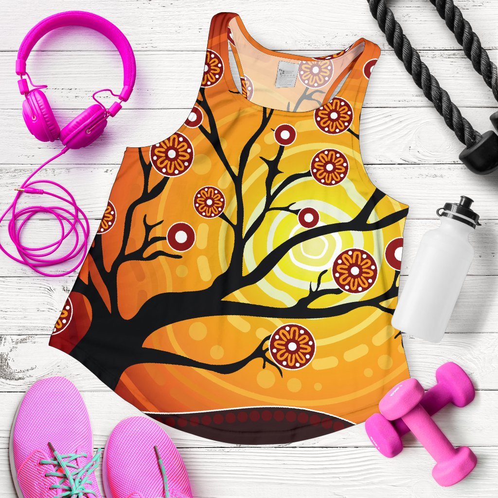 Aboriginal Women's Racerback Tank - Tree In Spring Season - Vibe Hoodie