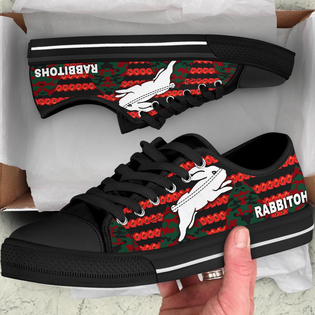 south-sydney-rabbitohs-low-top-shoe-anzac-day-poppy-flower-vibes