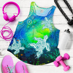 Aboriginal Women's Racerback Tank - Indigenous Turtle Ocean Dot Painting Art - Vibe Hoodie