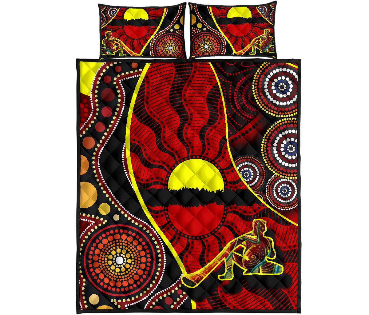 quilt-bed-set-australia-aboriginal-dots-with-didgeridoo