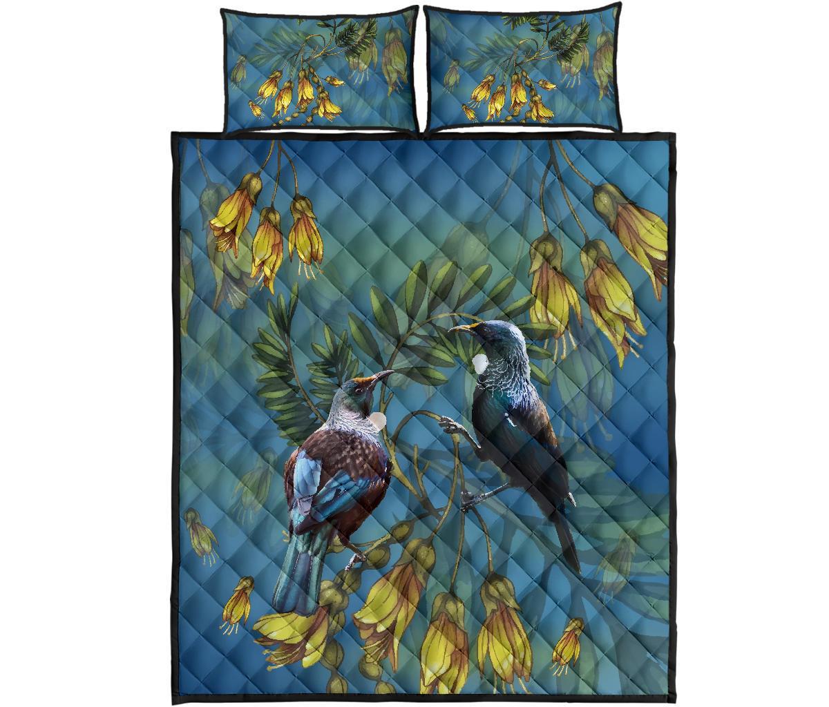 tui-bird-new-zealand-kowhai-quilt-bed-set