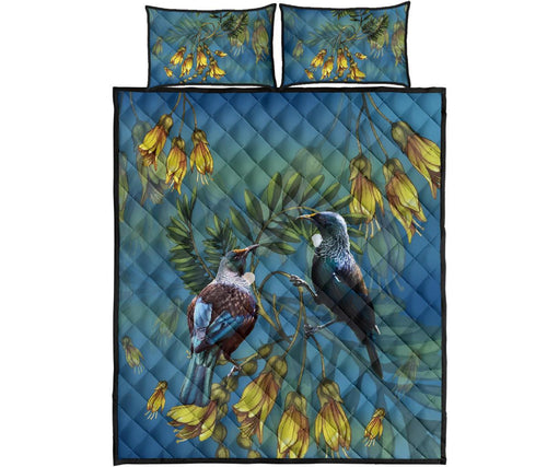 tui-bird-new-zealand-kowhai-quilt-bed-set