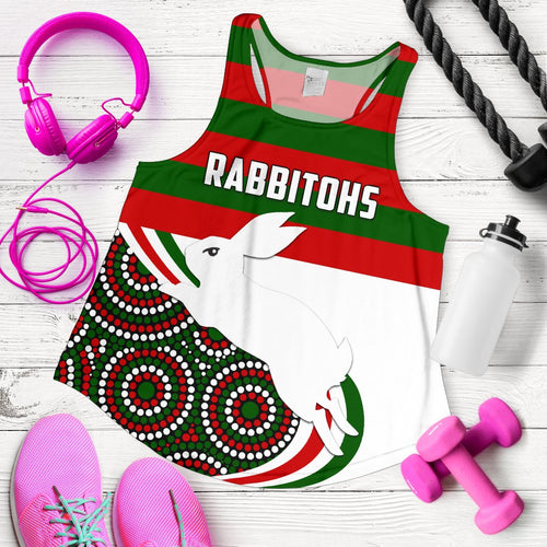 Rabbitohs Indigenous Rugby Women's Racerback Tank Rabbit Jumping - Vibe Hoodie