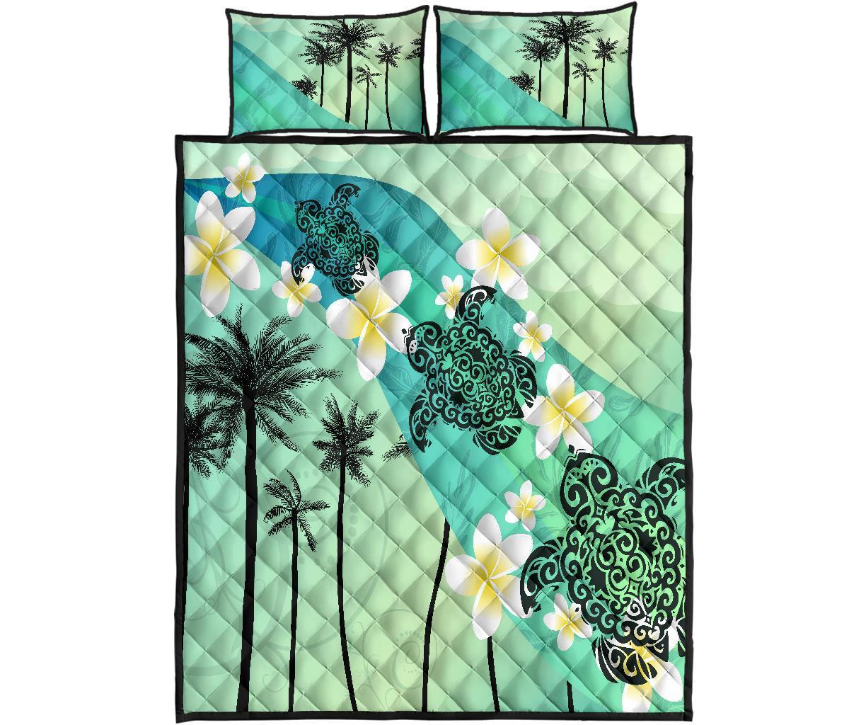 turtle-plumeria-quilt-bed-set