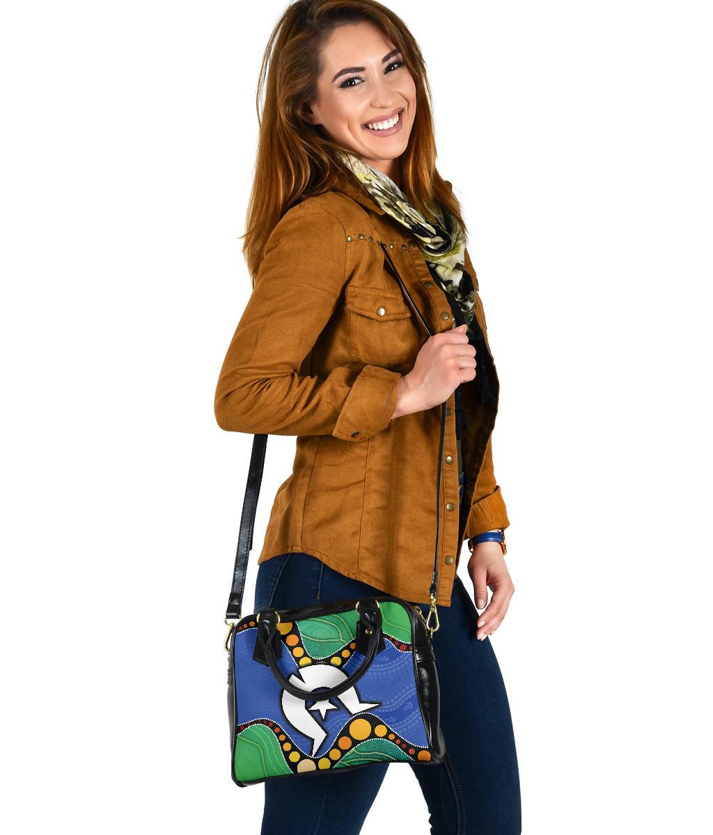 Torres Strait Islands Shoulder Handbag -  Flag with Aboriginal Patterns - Vibe Hoodie
