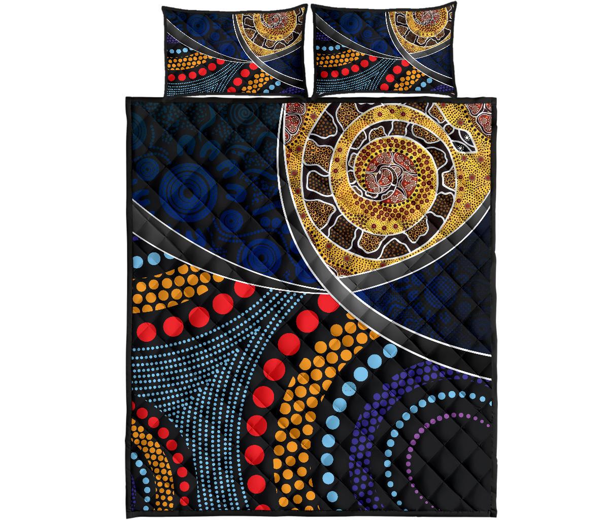 quilt-bed-set-aboriginal-dot-panting-art-with-snake