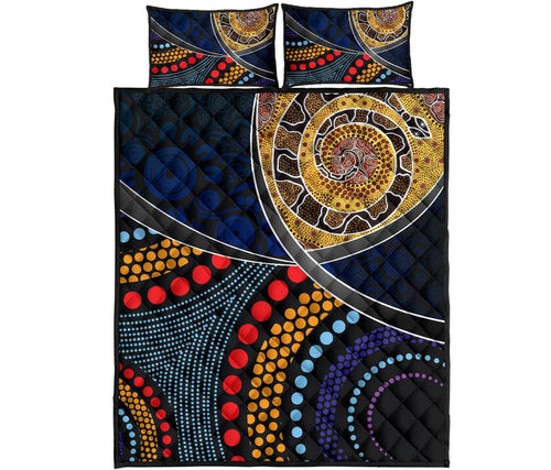 quilt-bed-set-aboriginal-dot-panting-art-with-snake