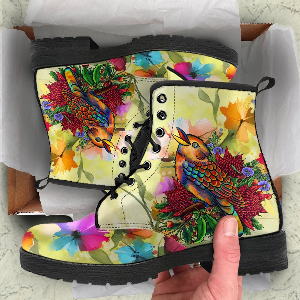 leather-boots-australia-kookaburra-with-waratah