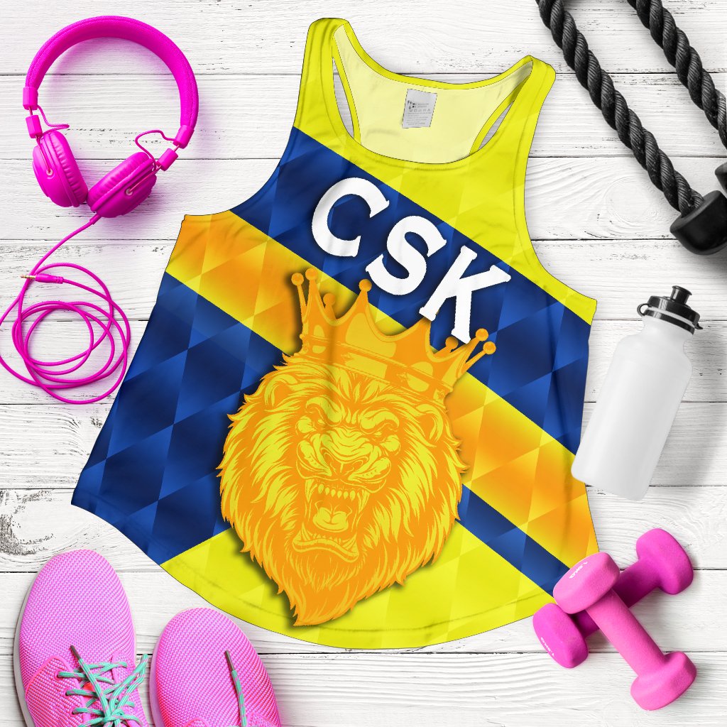 CSK Women Racerback Tank Cricket Sporty Style - Vibe Hoodie