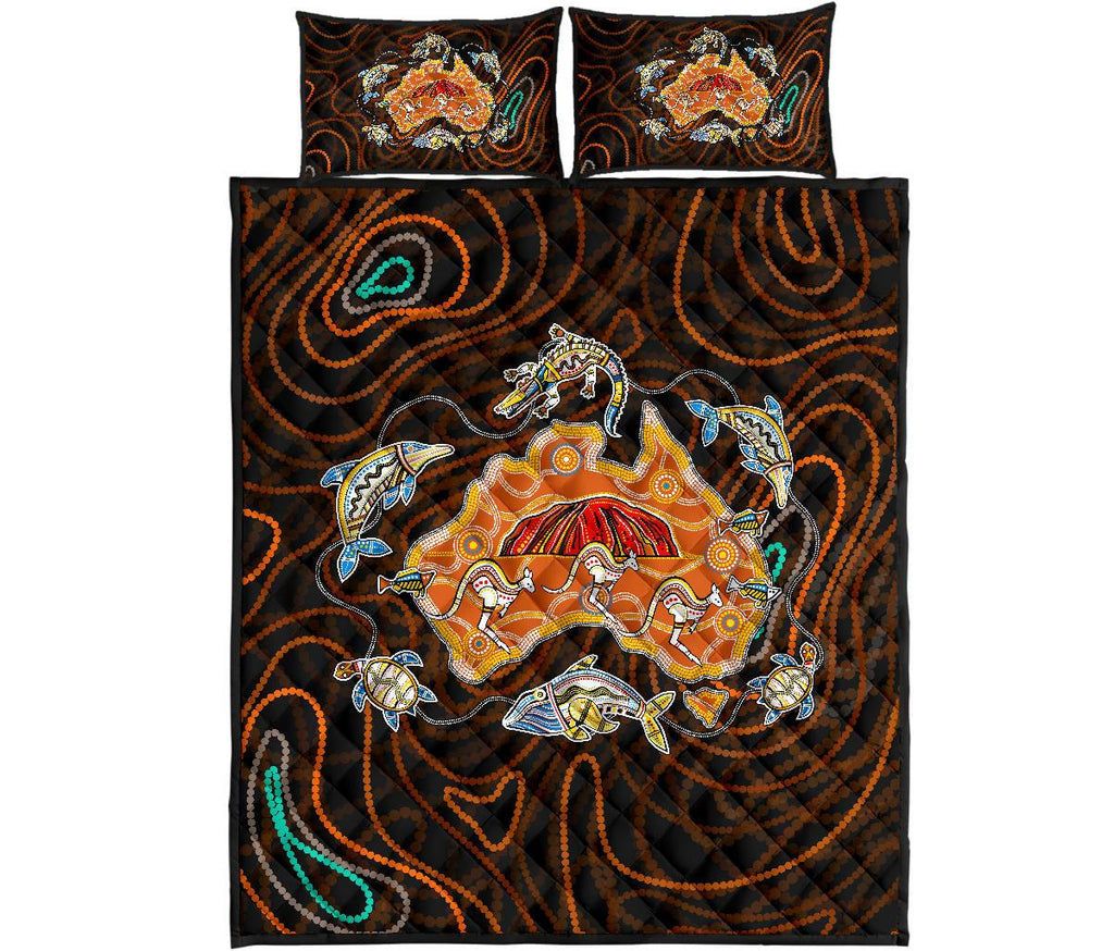 aboriginal-quilt-cover-sets-uluru-australia-map-patterns-kangaroo-turtle