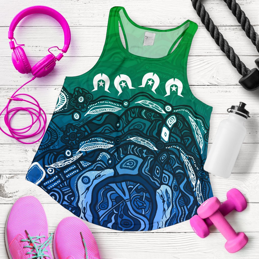Torres Strait Islands Women's Racerback Tank - Blue - Vibe Hoodie