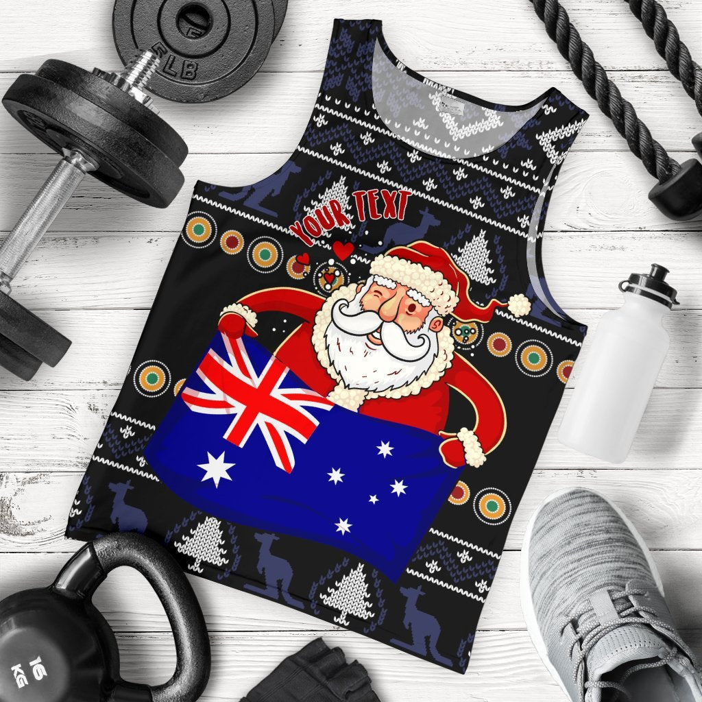 christmas-personalised-mens-tank-top-australia-santa-claus-hold-the-flag-black