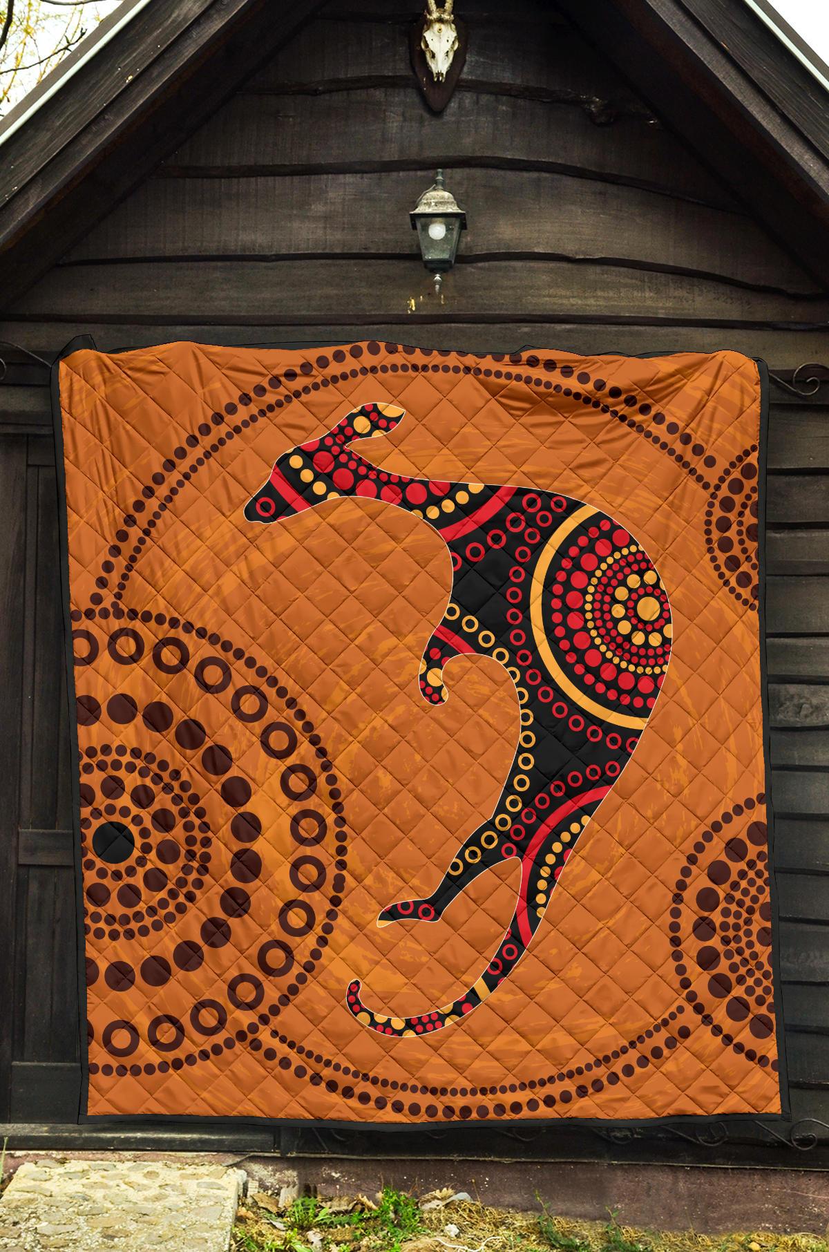 aboriginal-premium-quilt-australia-kangaroo-orange-dot-painting-art