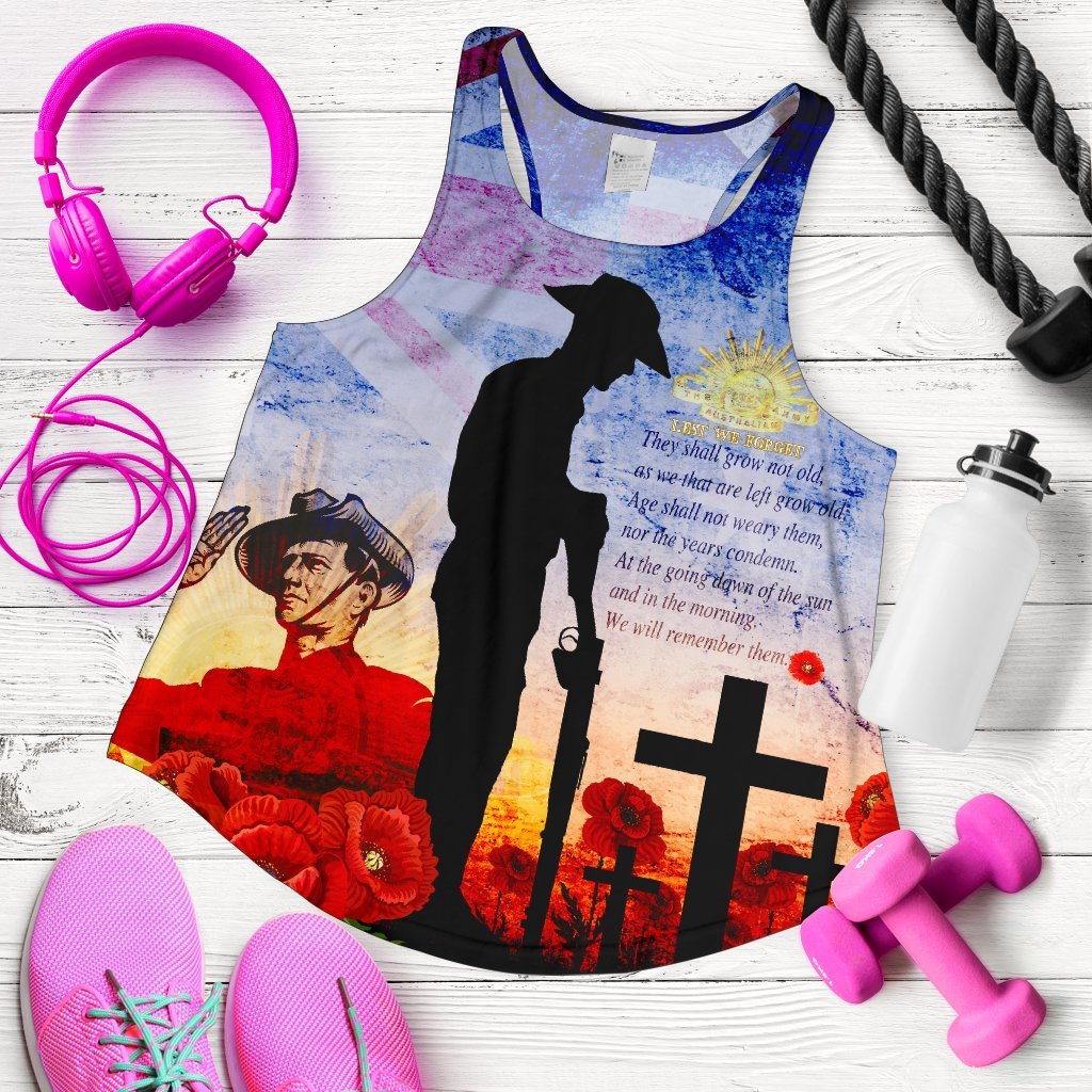 Anzac Women's Racerback Tank - Anzac 2020 Lest We Forget The Australian Army - Vibe Hoodie