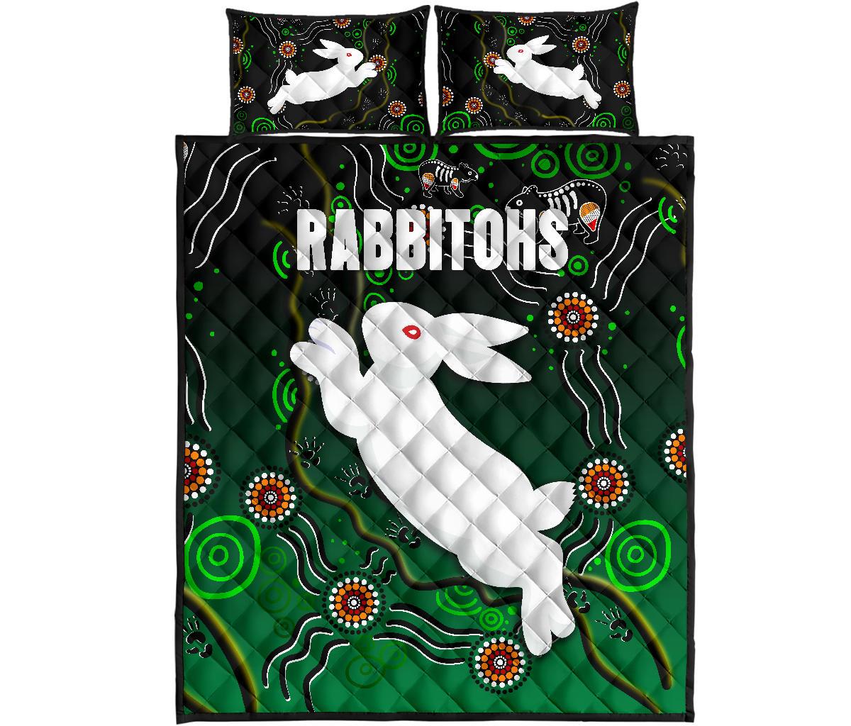 rabbitohs-quilt-bed-set-simple-indigenous
