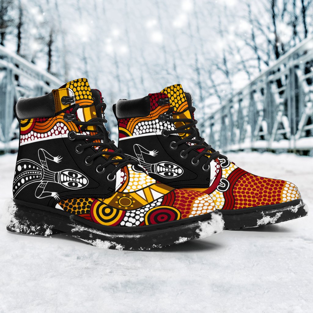 aboriginal-leather-boots-lizard-patterns-boomerang-dot-painting-all-season