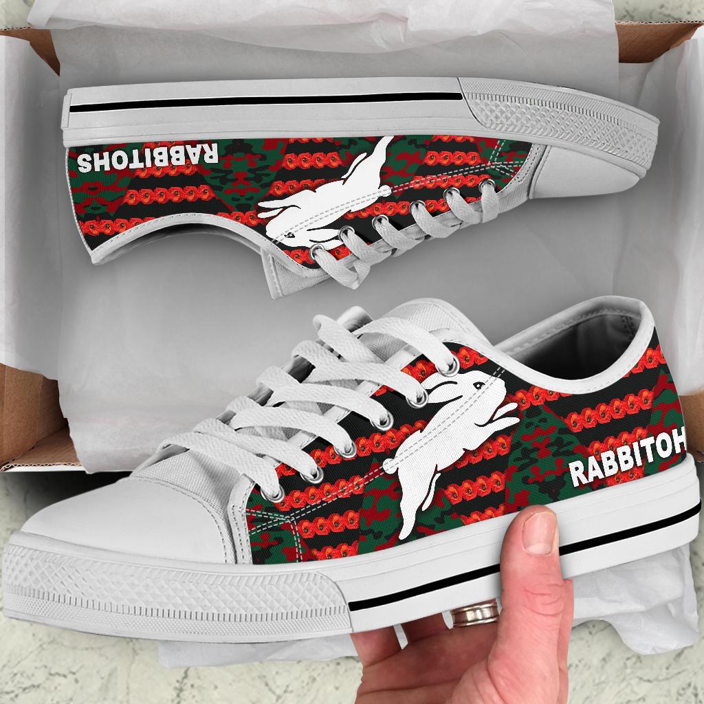 south-sydney-rabbitohs-low-top-shoe-anzac-day-poppy-flower-vibes