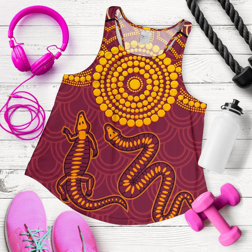 Aboriginal Women's Racerback Tank - Aboriginal Snake And Alligator - Vibe Hoodie