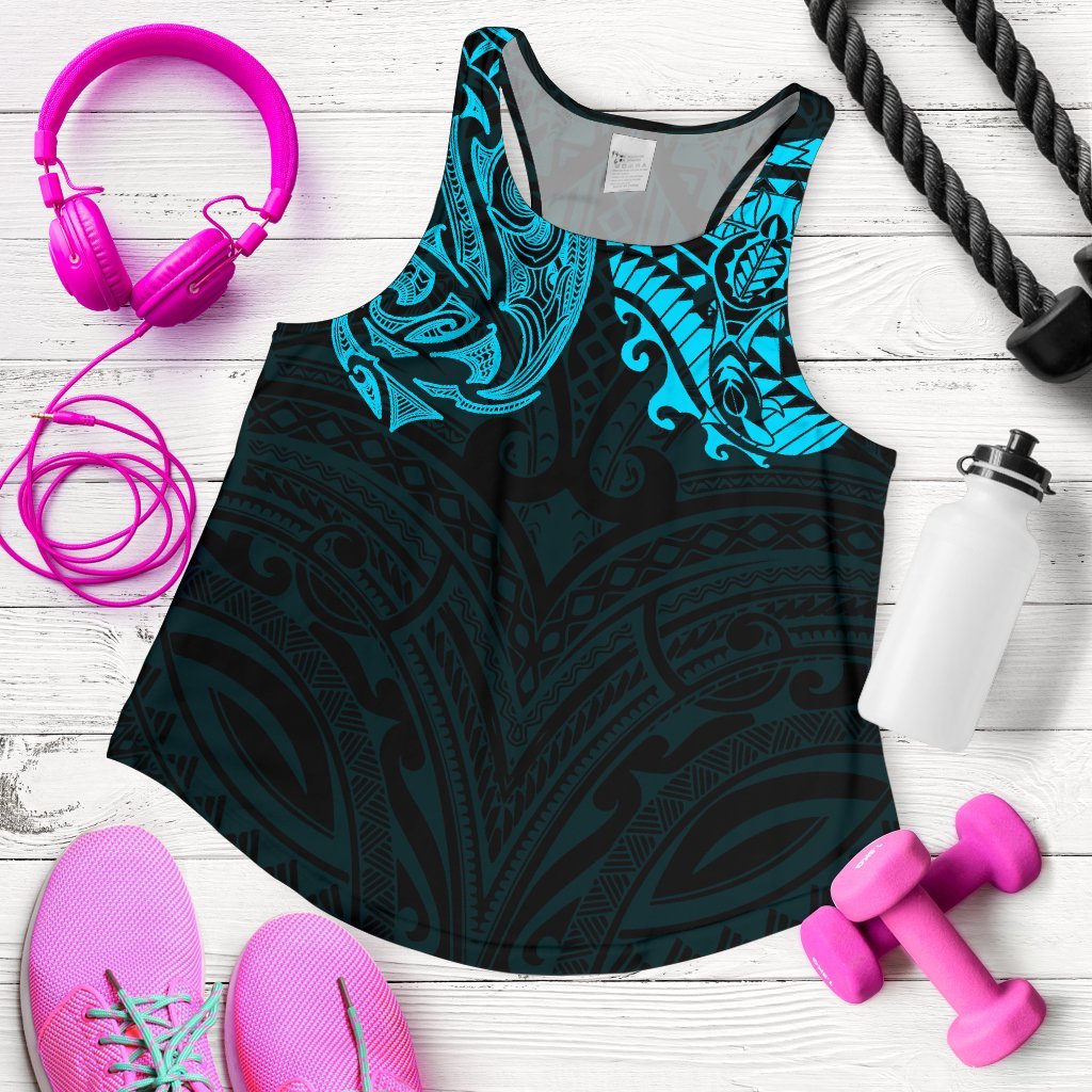 New Zealand Women'S Racerback Tank, Maori Polynesian Tattoo Blue - Vibe Hoodie
