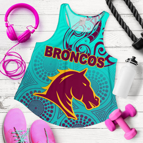 Brisbane Broncos Women Racerback Tank Maori With Aboriginal - Vibe Hoodie