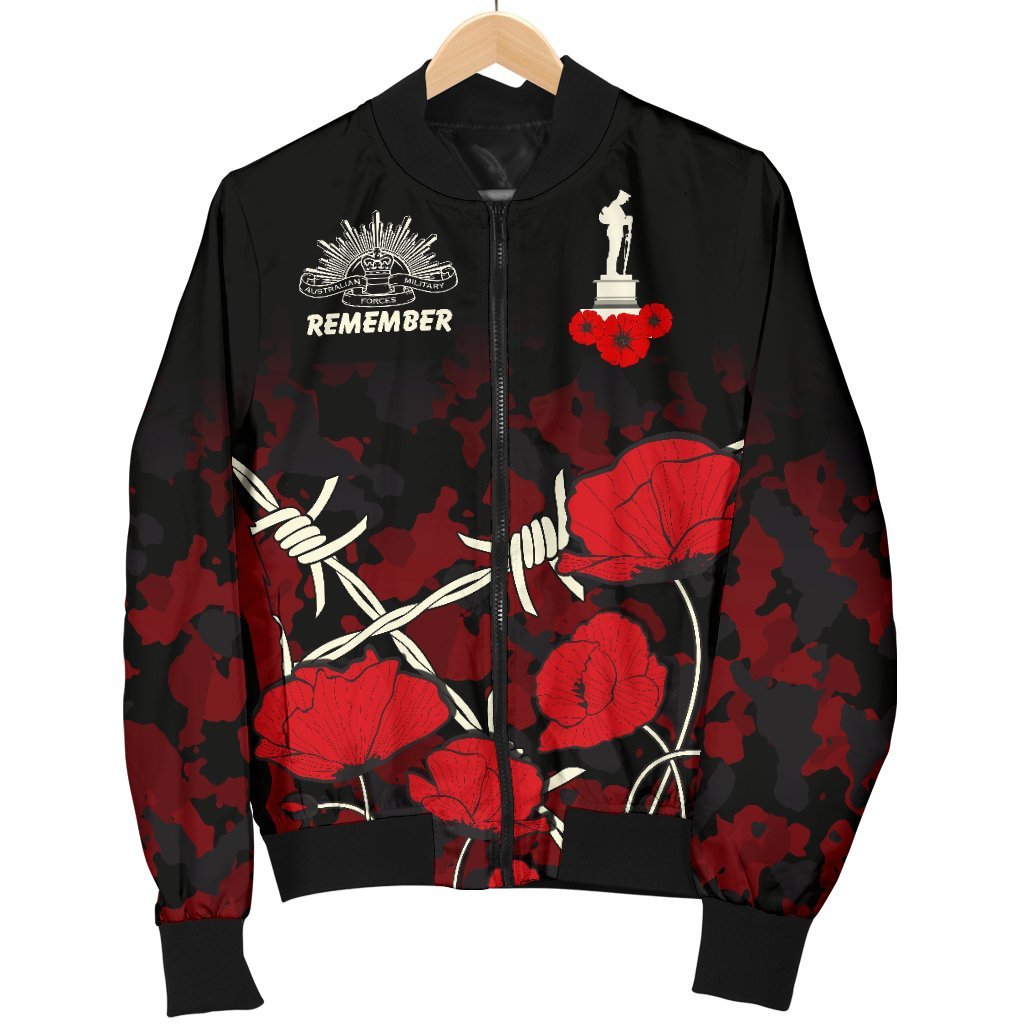 anzac-womens-bomber-jacket-anzac-with-remembrance-poppy-flower-ver2