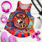 Aboriginal Women's Racerback Tank, Koala and Hand Art Dot Painting Tank Top - Vibe Hoodie