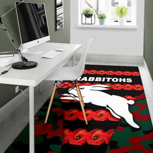 south-sydney-rabbitohs-area-rug-anzac-day-poppy-flower-vibes