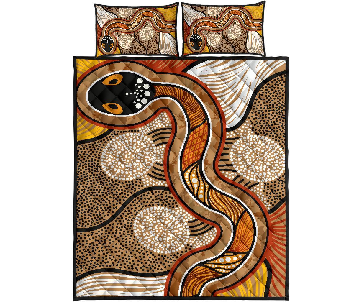 aboriginal-quilt-bed-set-indigenous-snake-vintage-stye