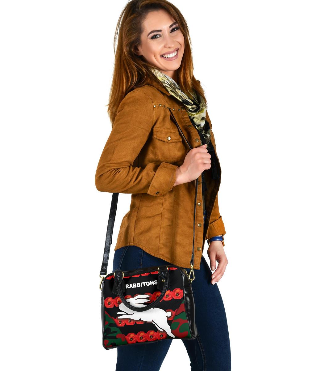 South Sydney Rabbitohs Shoulder Handbag Anzac Day Poppy Flower Vibes - Vibe Hoodie
