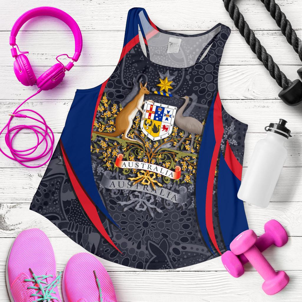 Aboriginal Women's Racerback Tank, Australian Coat of Arms - Aussie Spirit - Vibe Hoodie