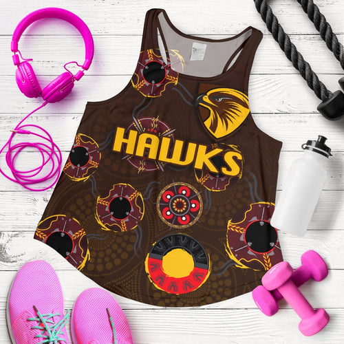 Hawthorn Women Racerback Tank Hawks Indigenous - Brown - Vibe Hoodie