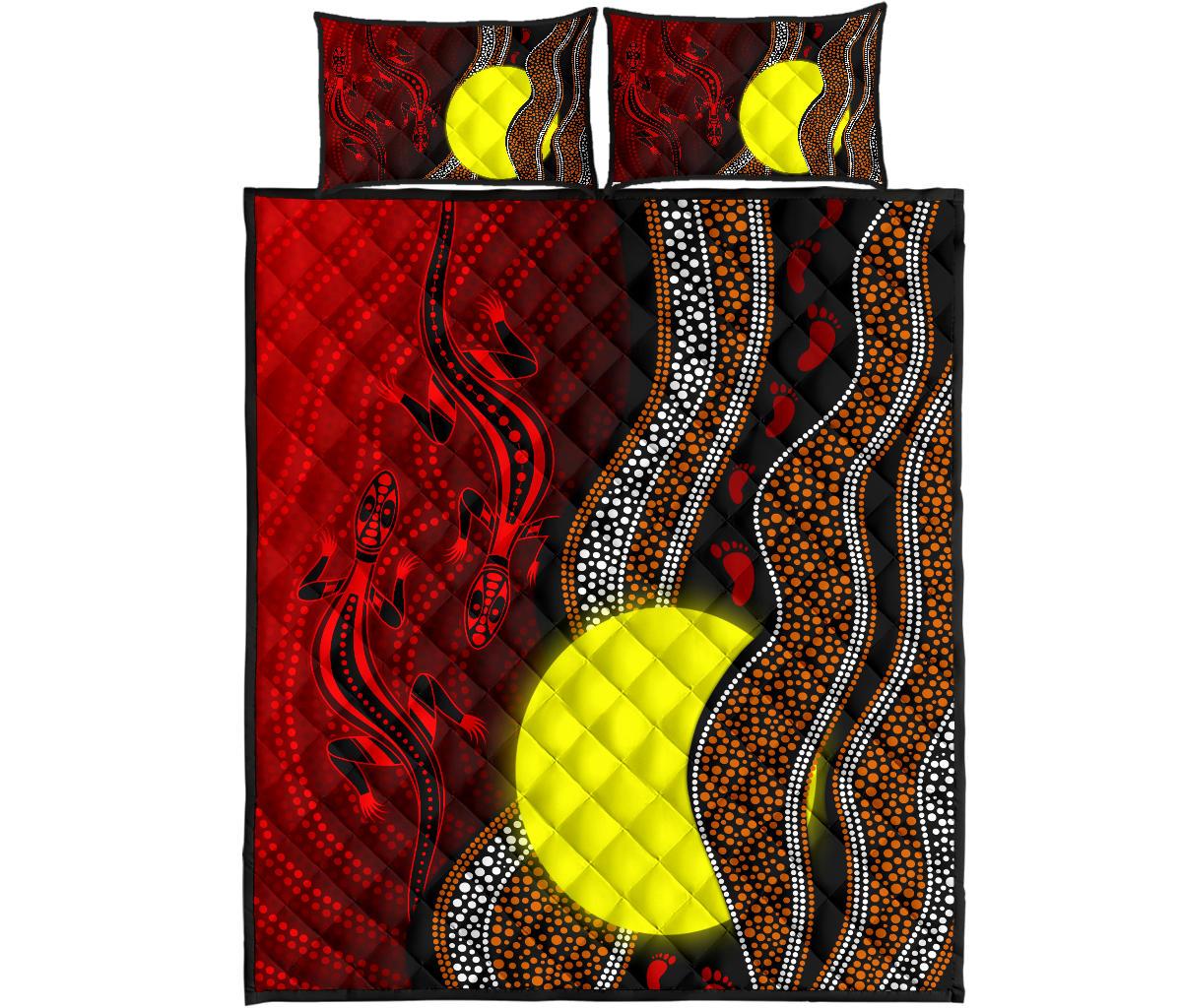aboriginal-quilt-bed-set-aboriginal-flag-lizard-dot-painting-style