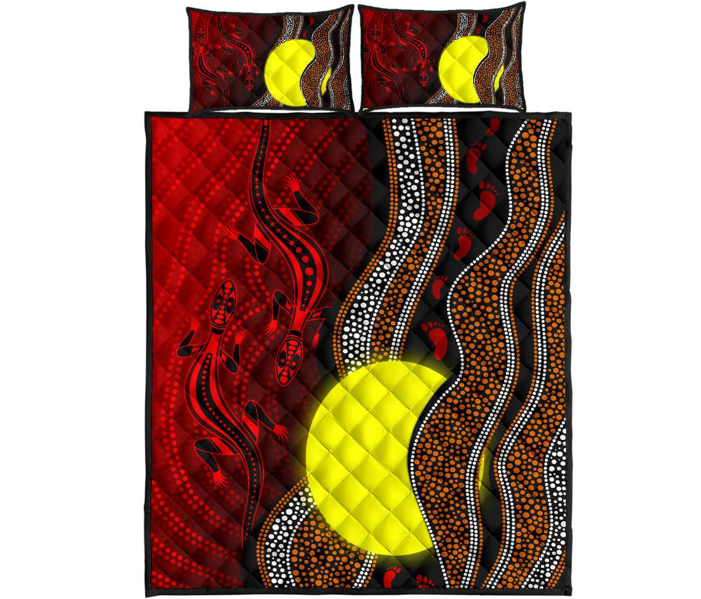 aboriginal-quilt-bed-set-aboriginal-flag-lizard-dot-painting-style