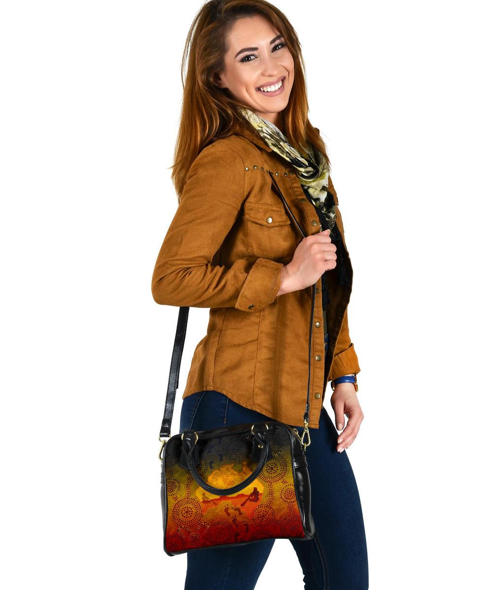 Aboriginal Shoulder Handbag, Australian Map with  Indigenous Color - Vibe Hoodie