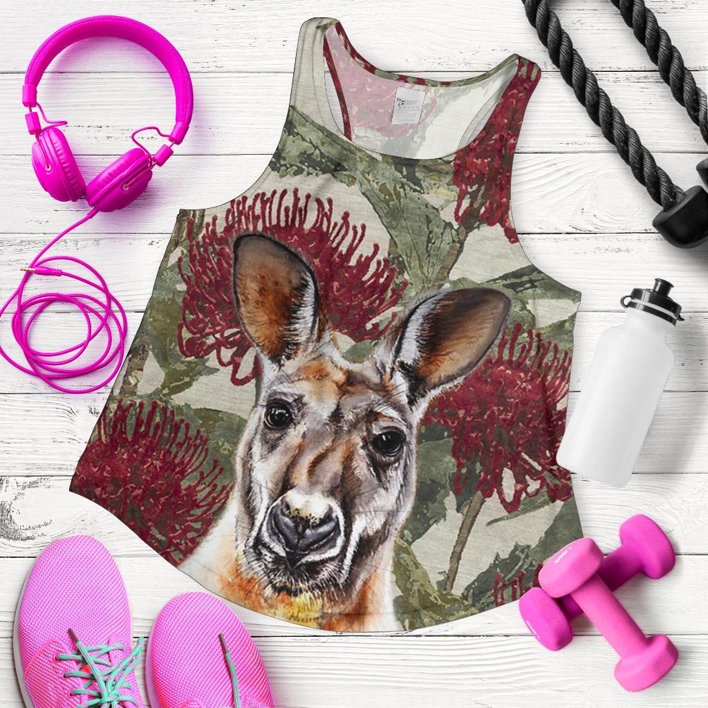 Racerback Tank - Kangaroo Top Tank Waratah Painting - Women - Vibe Hoodie