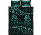 aotearoa-quilt-bed-set-turquoise-maori-manaia-with-silver-fern