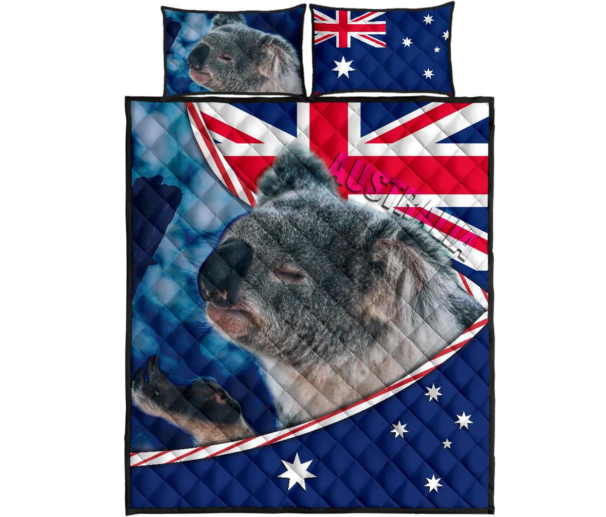 quilt-bed-set-australian-flag-and-coat-of-arms-quilt-cover-set-koala-3d