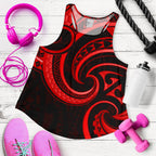 New Zealand Maori Mangopare  Women Racerback Tank Polynesian - Red - Vibe Hoodie