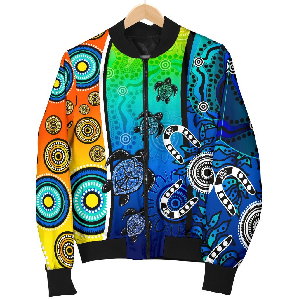 aboriginal-womens-bomber-jacket-indigenous-turtle-dot-painting-art