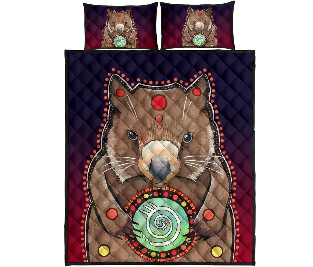 aboriginal-quilt-cover-set-wombat-painting-circle-patterns