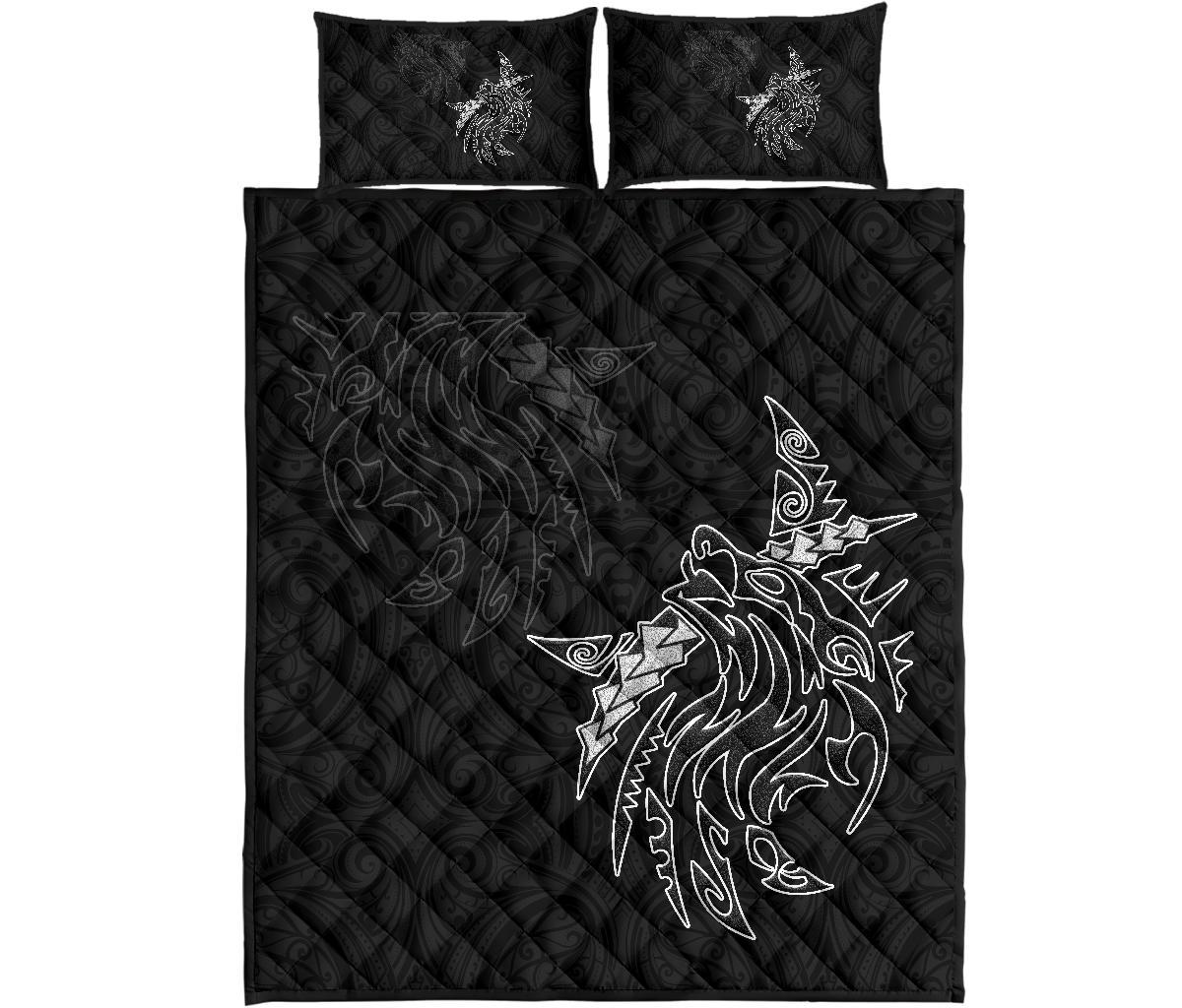new-zealand-maori-tattoo-wolf-quilt-bed-set